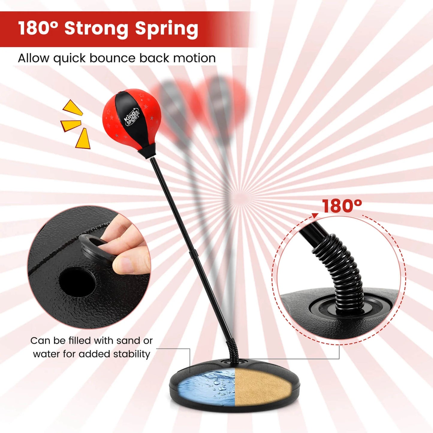Kids Punching Bag Toy Set Adjustable Stand Boxing Glove Speed Ball with Pump