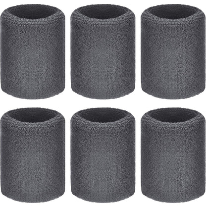6 Pieces Wrist Sweatbands Sports Wristbands for Football Basketball, Running Athletic Sports Black